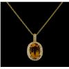 5.45 ctw Citrine and Diamond Pendant With Chain - 14KT Yellow Gold
