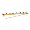 Image 3 : Antique 14k Gold 1.60 ctw Square Cut Montana Sapphire Natural Pearl Bar Brooch P