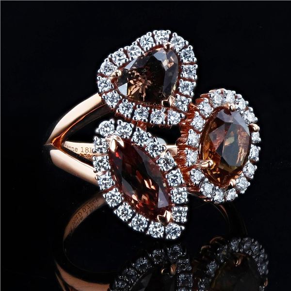 4.26 ctw Orange Sapphire and 0.72 ctw Diamond 18K Rose Gold Ring