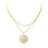 Image 1 : Mother of Pearl Coin Pendant & Chain - 14KT Yellow Gold