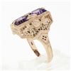 Image 8 : 14K Rose Gold 1.80 ctw Amethyst W/ Diamond & Filigree Milgrain Etched Dinner Rin