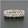 Image 2 : Antique Victorian 14k Rosy Yellow Gold 1.35 ctw 5 Old Mine Cut Diamond Band Ring