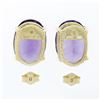 Image 3 : 14K Yellow Gold 13.0 ctw Large Oval Prong Set Amethyst Solitaire Stud Earrings