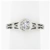 Image 1 : Parade 18k White Gold Bezel Set .87 ctw Diamond Solitaire Milgrain Open Work Rin