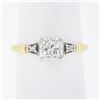 Image 1 : Vintage 14k TT Gold Illusion Prong Round Diamond Three 3 Stone Engagement Ring