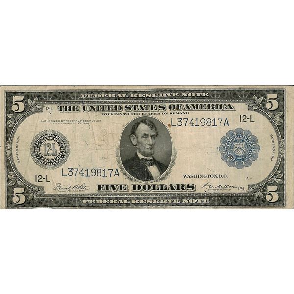 1914 $5 Federal Reserve Bank Note