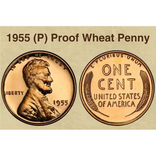 1955 RED Lincoln Wheat Penny Cent Gem Proof  PR65+