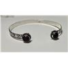 Image 1 : 30)  CARVED 925 STAMPED SILVER OPEN BANGLE BRACELE