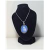 Image 1 : 18)  OVAL OPALINE PENDANT SET WITH BEZEL ROPE DESI