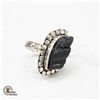 Image 1 : #282- NATURAL BLACK TOURMALINE (RAW) RING SIZE 8