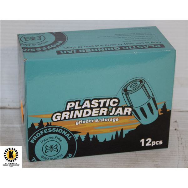 12PK OF PLASTIC GRINDER JARS