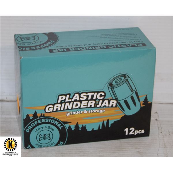 12PK OF PLASTIC GRINDER JARS