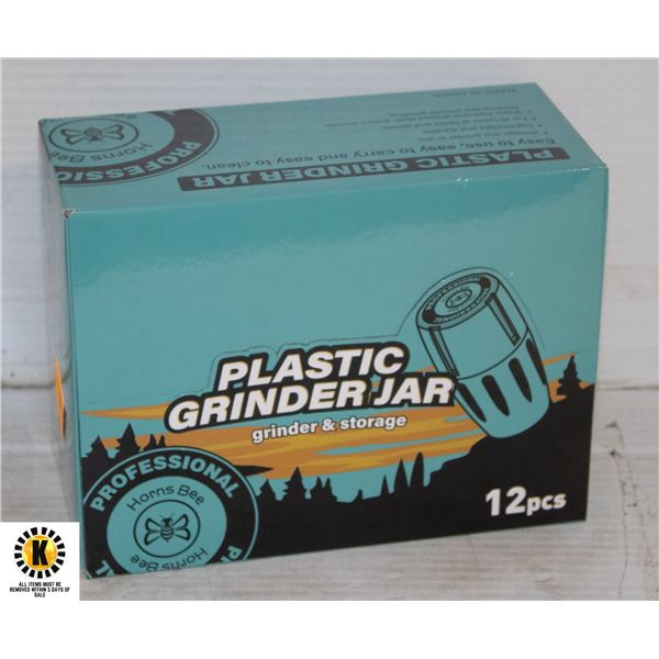 12PK OF PLASTIC GRINDER JARS