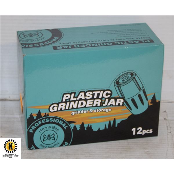 12PK OF PLASTIC GRINDER JARS