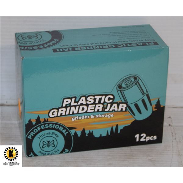 12PK OF PLASTIC GRINDER JARS