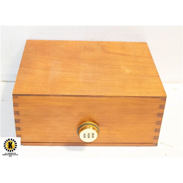 NEW WOODEN LOCKABLE STASH BOX W/ INSERTS