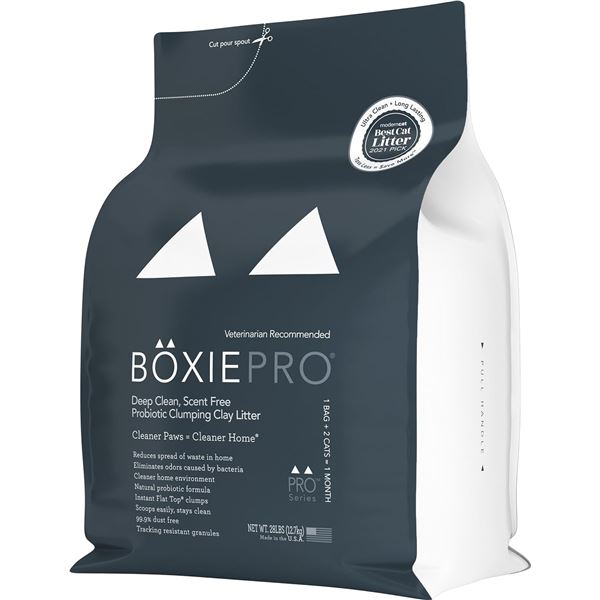 NEW 28LB BAG OF BOXIE PRO SCENT FREE LITTER