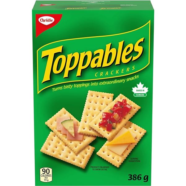 FOUR 386G BOXES OF TOPPABLES CRACKERS