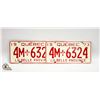 Image 1 : QUEBEC 1973 MATCHING PAIR LICENSE PLATES