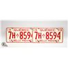 Image 1 : QUEBEC 1973 MATCHING PAIR LICENSE PLATES