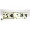 Image 1 : QUEBEC 1969 MATCHING PAIR LICENSE PLATES