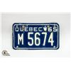 Image 1 : QUEBEC 1965 MOTORCYCLE LICENSE PLATE