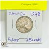 Image 1 : 1948 CANADA SILVER 25 CENT COIN