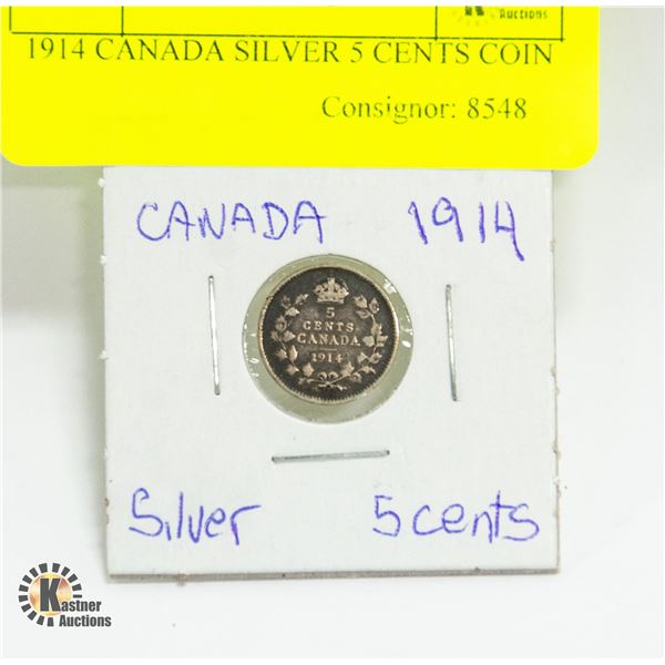 1914 CANADA SILVER 5 CENT COIN