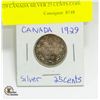 Image 1 : 1929 CANADA SILVER 25 CENT COIN