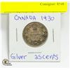 Image 1 : 1930 CANADA SILVER 25 CENT COIN