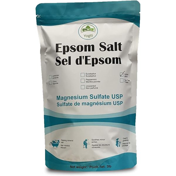 NEW 3LBS BAG OF YOGTI LEMON SCENTED EPSOM SALT