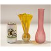 Image 1 : BLOWN GLASS RAINBOW VASE & PINK BUD VASE