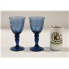 Image 1 : VTG. 2 MIKASA COLBALT BLUE WATER GOBLETS GLASSES
