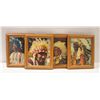 Image 1 : SET OF 4 VINTAGE OAK FRAMED INDIGENOUS CHIEF