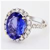 Image 2 : 4.77 ctw Tanzanite and 1.71 ctw Diamond 18K White Gold Ring