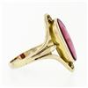 Image 5 : Antique Victorian 10k Yellow Gold Elongated Oval Buff Top Red Stone Open Ring