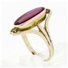 Image 7 : Antique Victorian 10k Yellow Gold Elongated Oval Buff Top Red Stone Open Ring