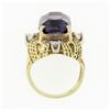 Image 8 : Large Vintage 18K Gold Amethyst & Diamond Twisted Wire Open Work Cocktail Ring