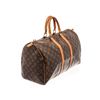 Image 2 : Louis Vuitton Brown Monogram Canvas Leather Keepall 45 Travel Bag