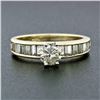 Image 2 : 14k Gold 1.41 ctw Round Diamond Solitaire Channel Baguette Promise Engagement Ri