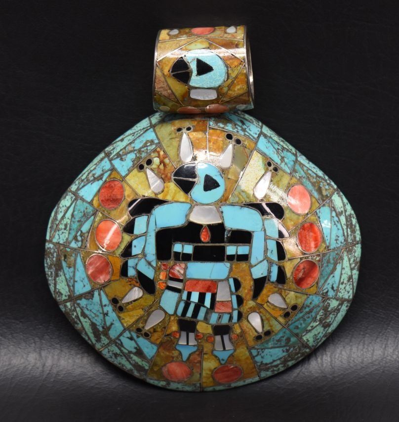 ZUNI INDIAN INLAY SHELL PENDANT