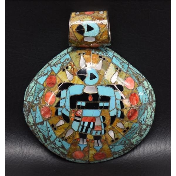 ZUNI INDIAN INLAY SHELL PENDANT