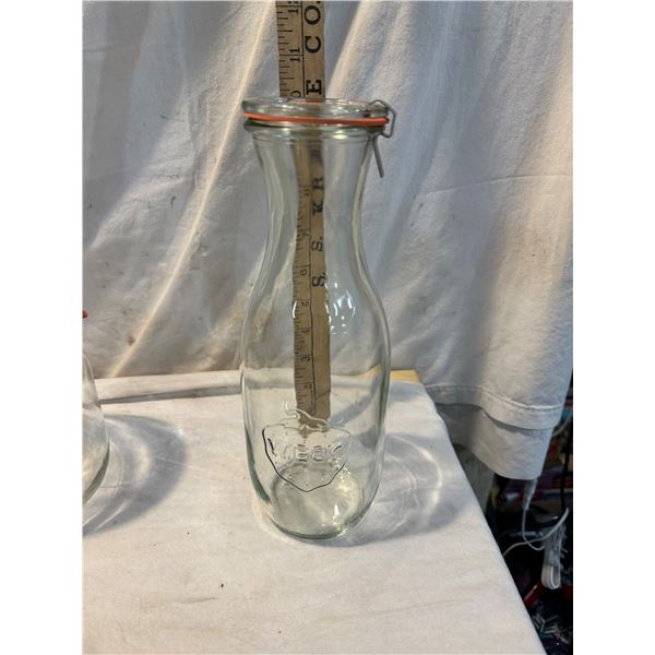German glass milk bottle