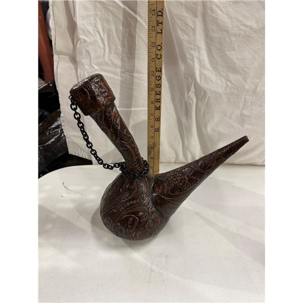 Vintage Spanish Leather Porron Wine or Liquor Decanter