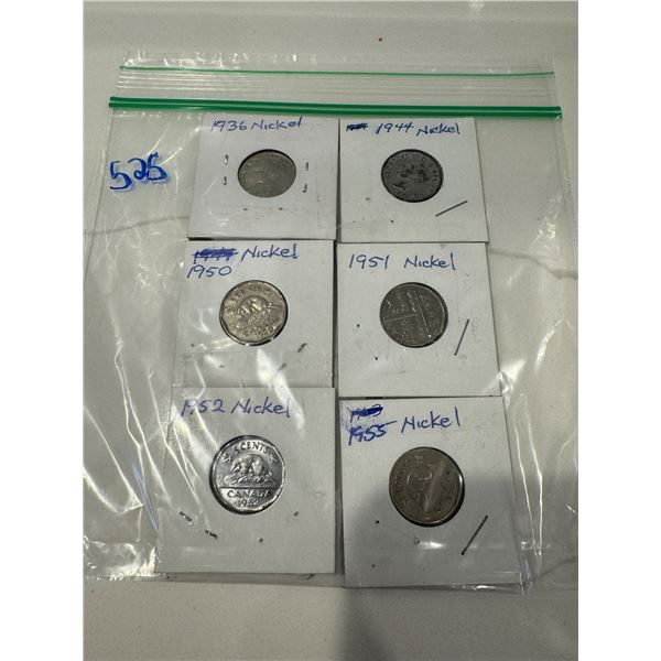 Nickles 1936,1944,1950,1951,1952,1955