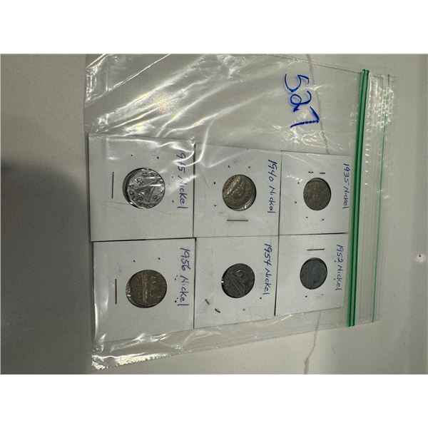 Nickles 1935, 1940, 1945, 1952,1954, 1956