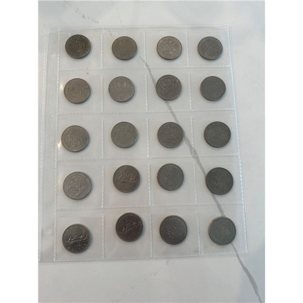 $20 sheet of $1 Canada coins