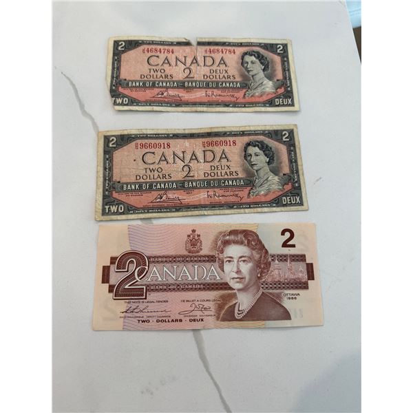 3 Canada $2 bills
