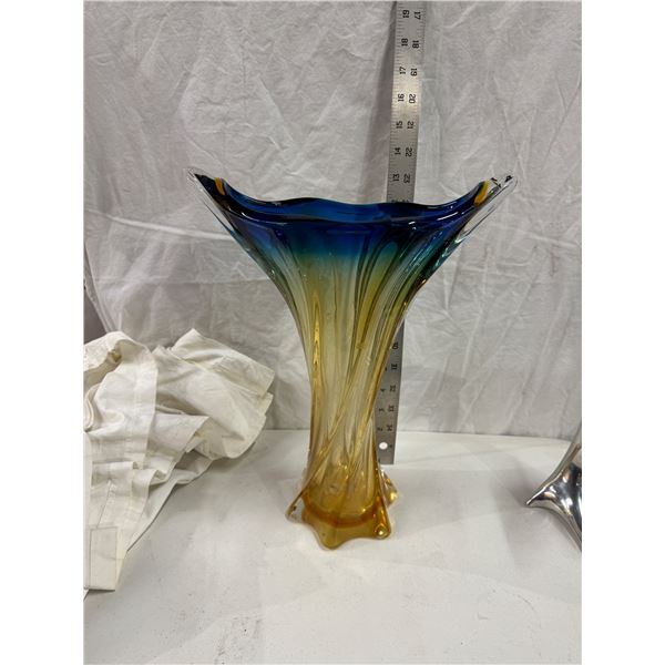 Art glass vase cracked but smooth see picture