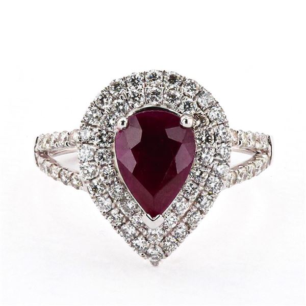 1.52 ctw BURMESE Ruby and 0.82 ctw Diamond Platinum Ring (GIA CERTIFIED)